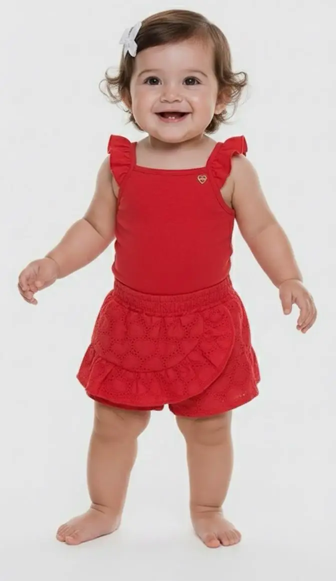 CONJ BODY C/SHORT BB FEM COR:VERMELHO